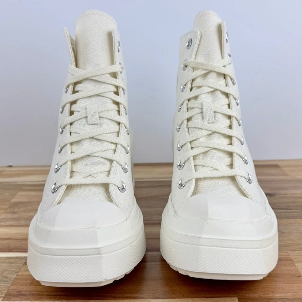 NEW Converse Chuck 70 De Luxe Wedge Heels White Platform Canvas High Top Shoes
